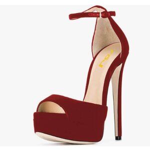 FSJ Red Super High Heeled Platform Sandals Peep Toe Sexy Summer Ankle Strap Shoe